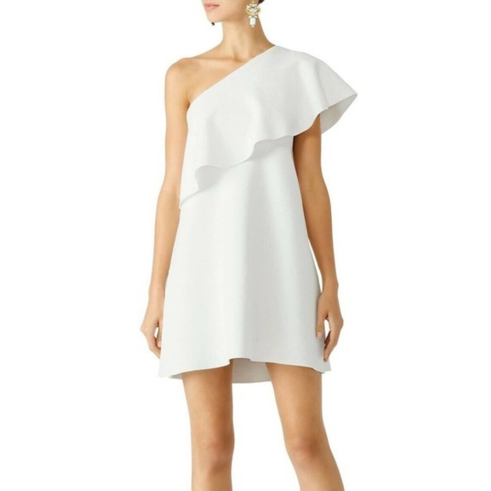 Milly White one shoulder mini dress
